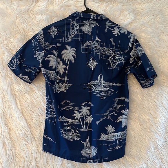 Beachy Hawaiian Shirt with Palm Trees, Boats, etc. Print - Picture 2 of 2